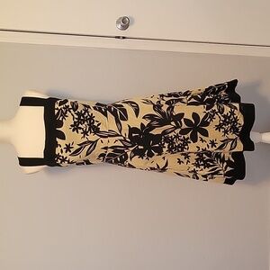 R&K Originals Black and Beige Floral Dress - Size 18